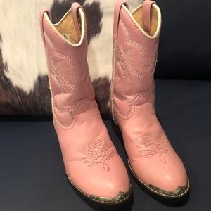 Girls pink Durango cowboy boots size 12, great condition, metal and white accent